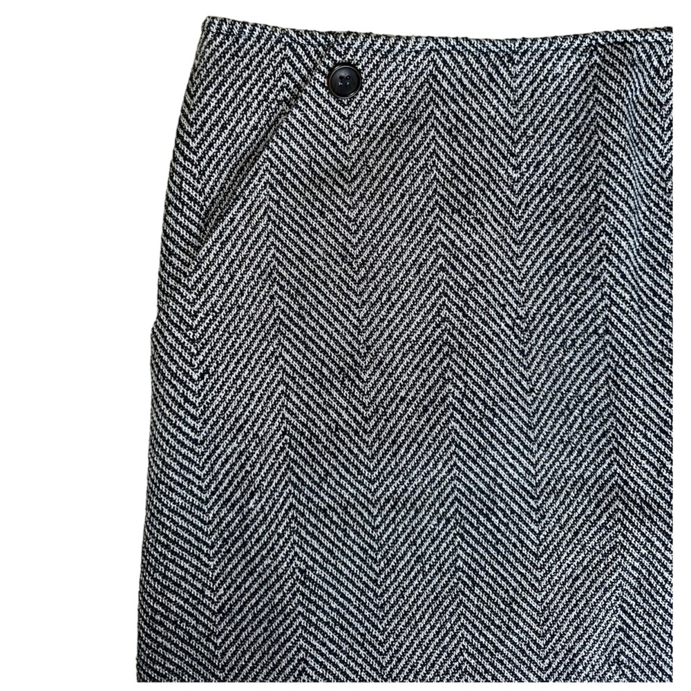 NWT Banana Republic Navy Blue Herringbone Wool Blend A-line Skirt Size 16 Tall - Picture 5 of 9